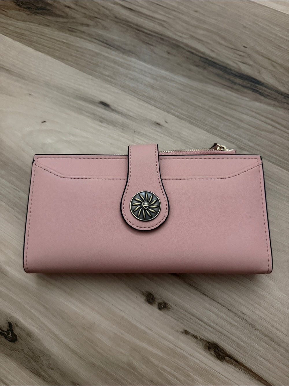 Pink Women's Wallet with Floral Button Snap